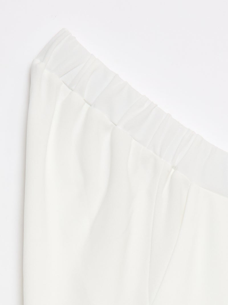 Pantalon en maille légère pour femme à coupe large et taille haute Blanc - Kiabi