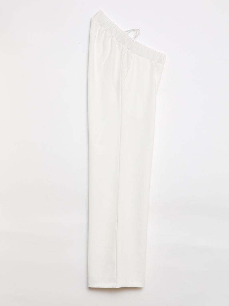 Pantalon en maille légère pour femme à coupe large et taille haute Blanc - Kiabi