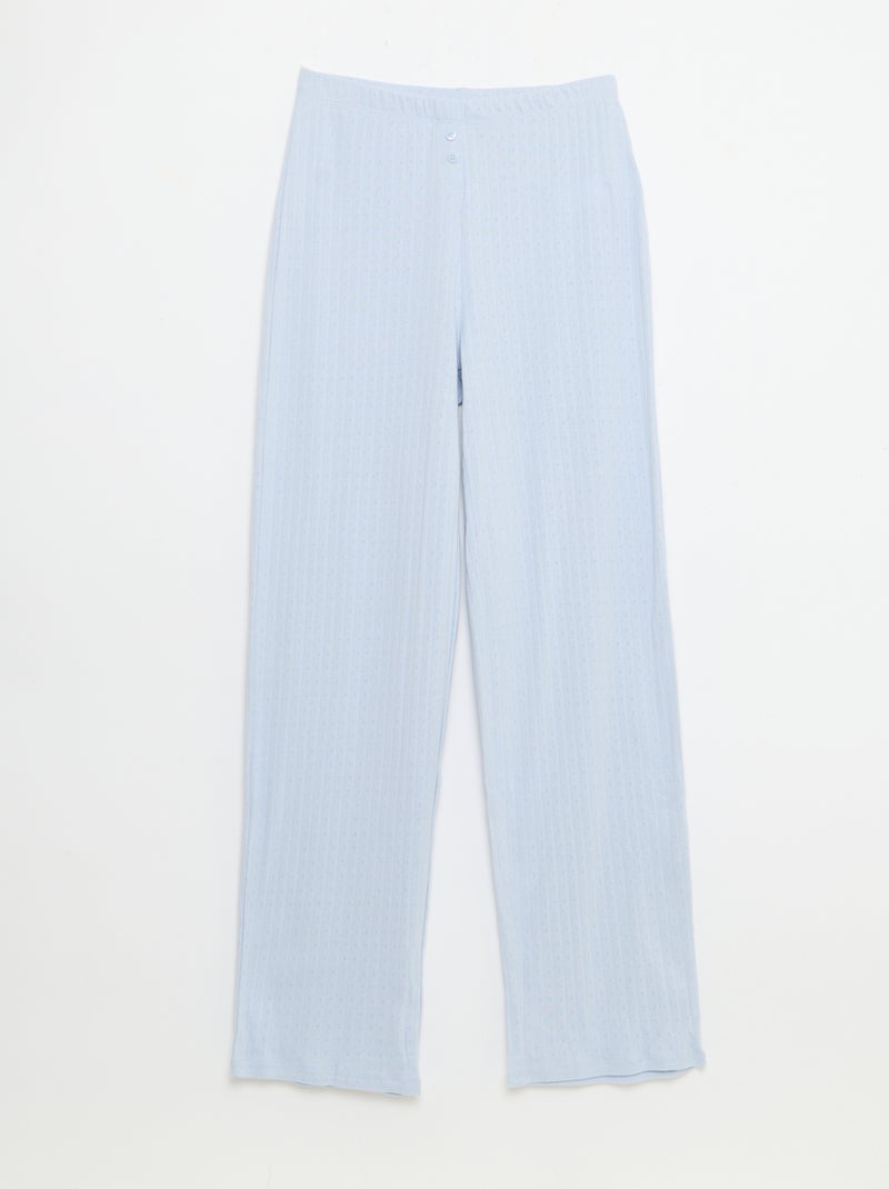 Pantalon en maille pointelle Bleu - Kiabi