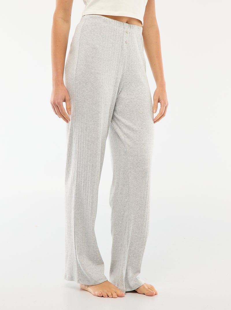 Pantalon en maille pointelle Gris - Kiabi