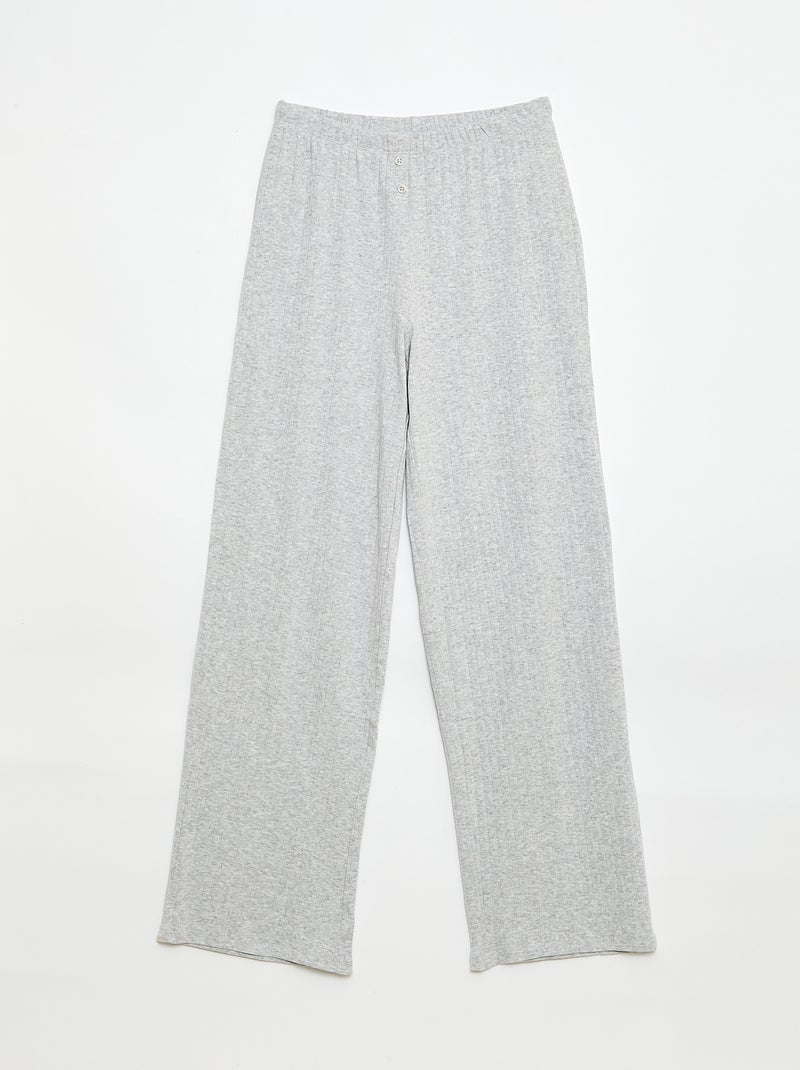 Pantalon en maille pointelle Gris - Kiabi
