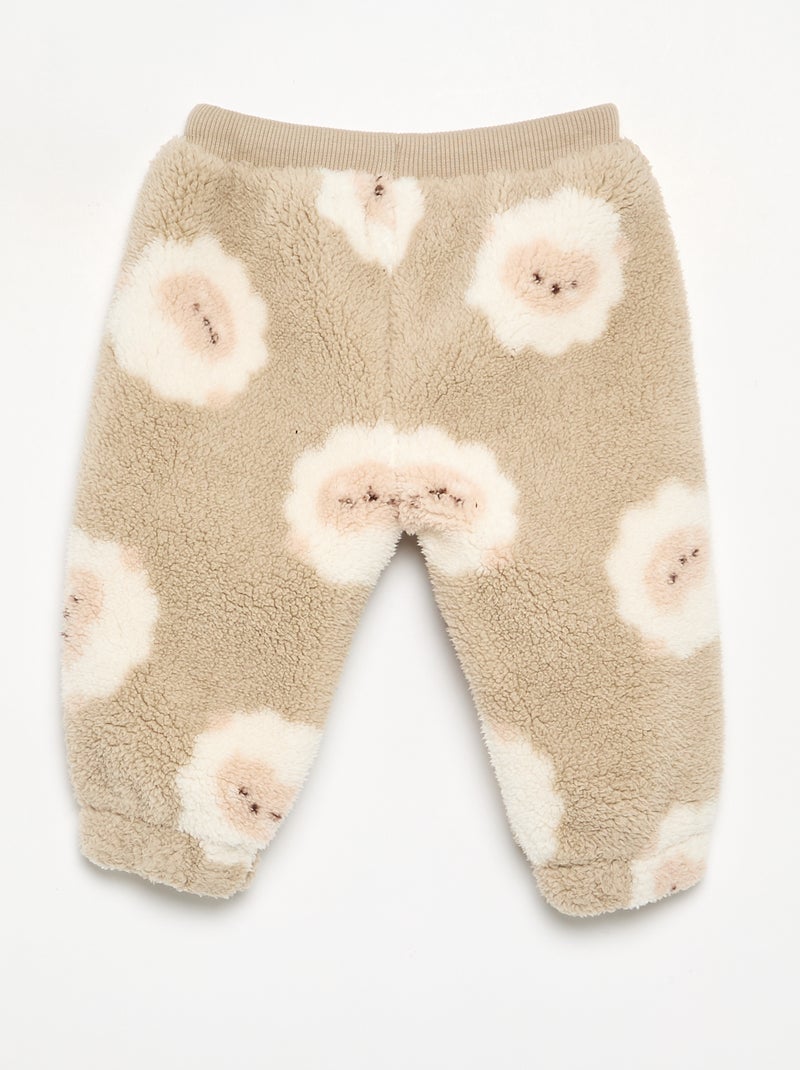 Pantalon en matière effet moutonné Beige - Kiabi