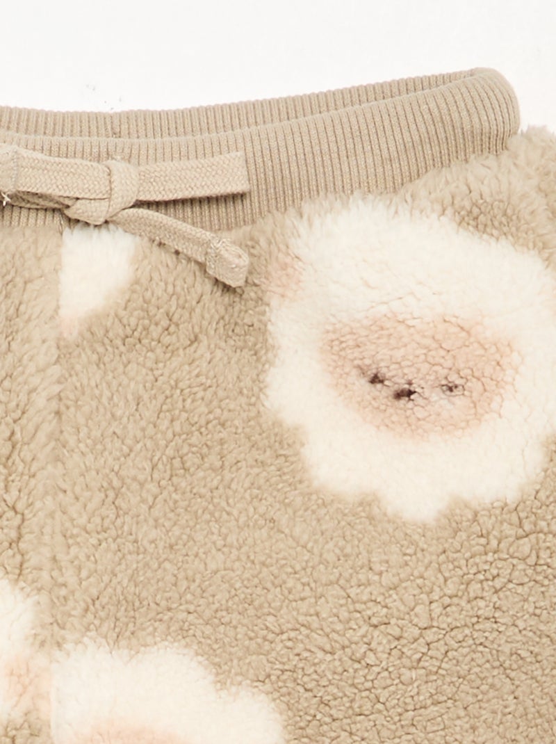 Pantalon en matière effet moutonné Beige - Kiabi