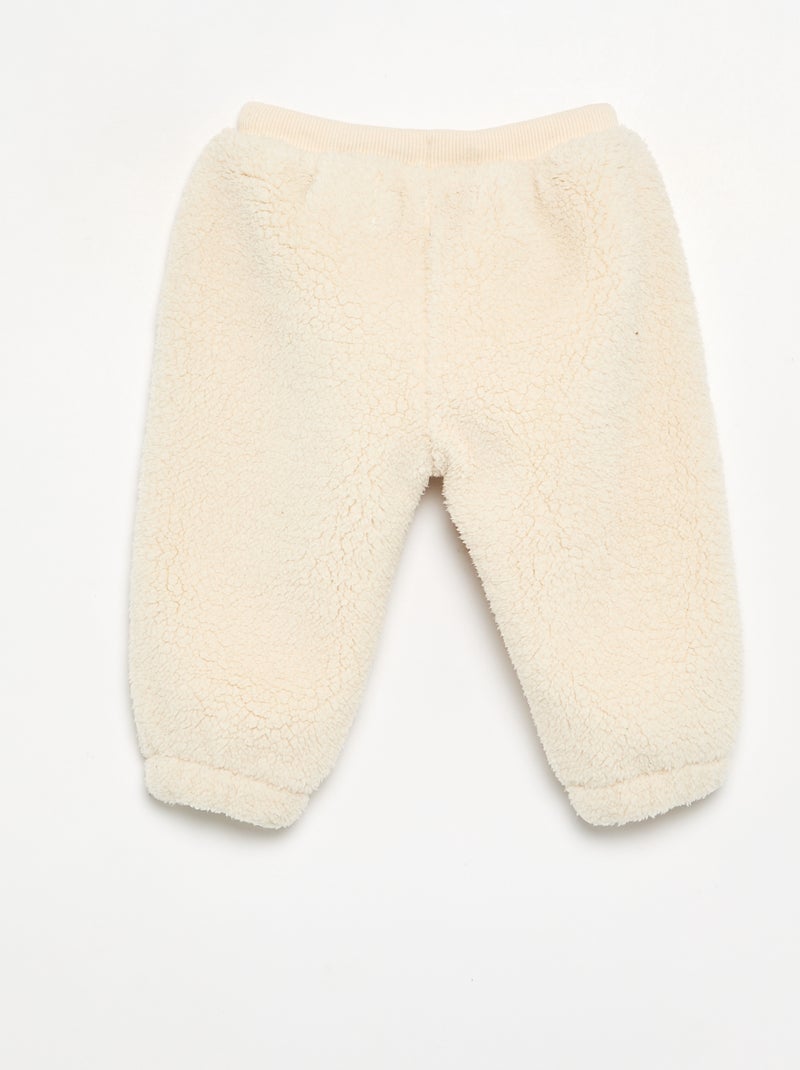 Pantalon en matière effet moutonné Beige - Kiabi