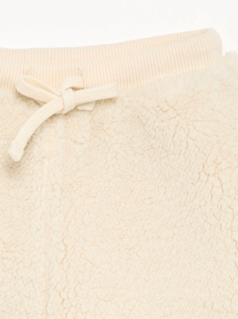 Pantalon en matière effet moutonné Beige - Kiabi