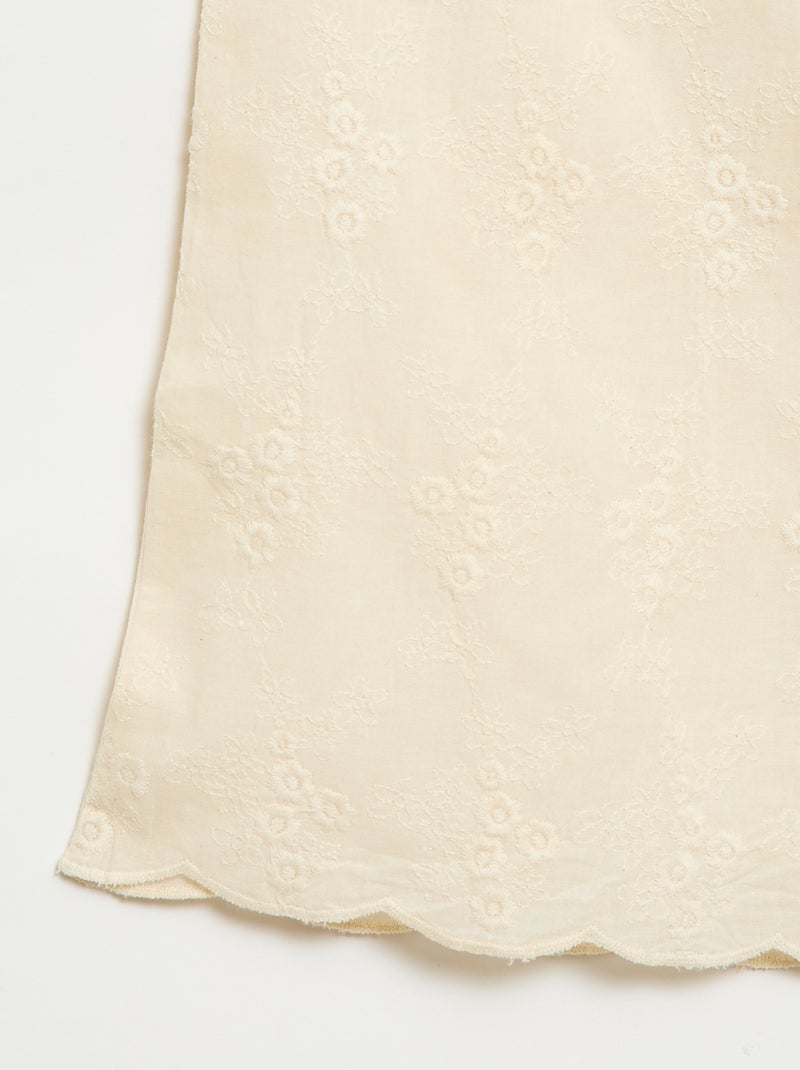 Pantalon en popeline avec broderies Blanc - Kiabi