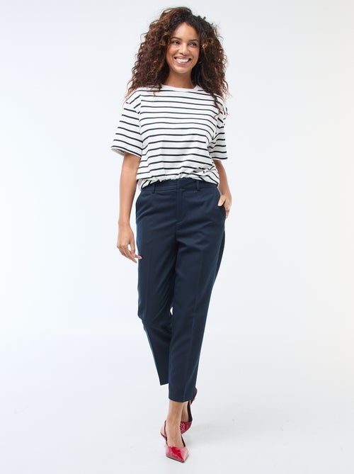 Pantalon en toile lourde à coupe cigarette pour femme - Kiabi