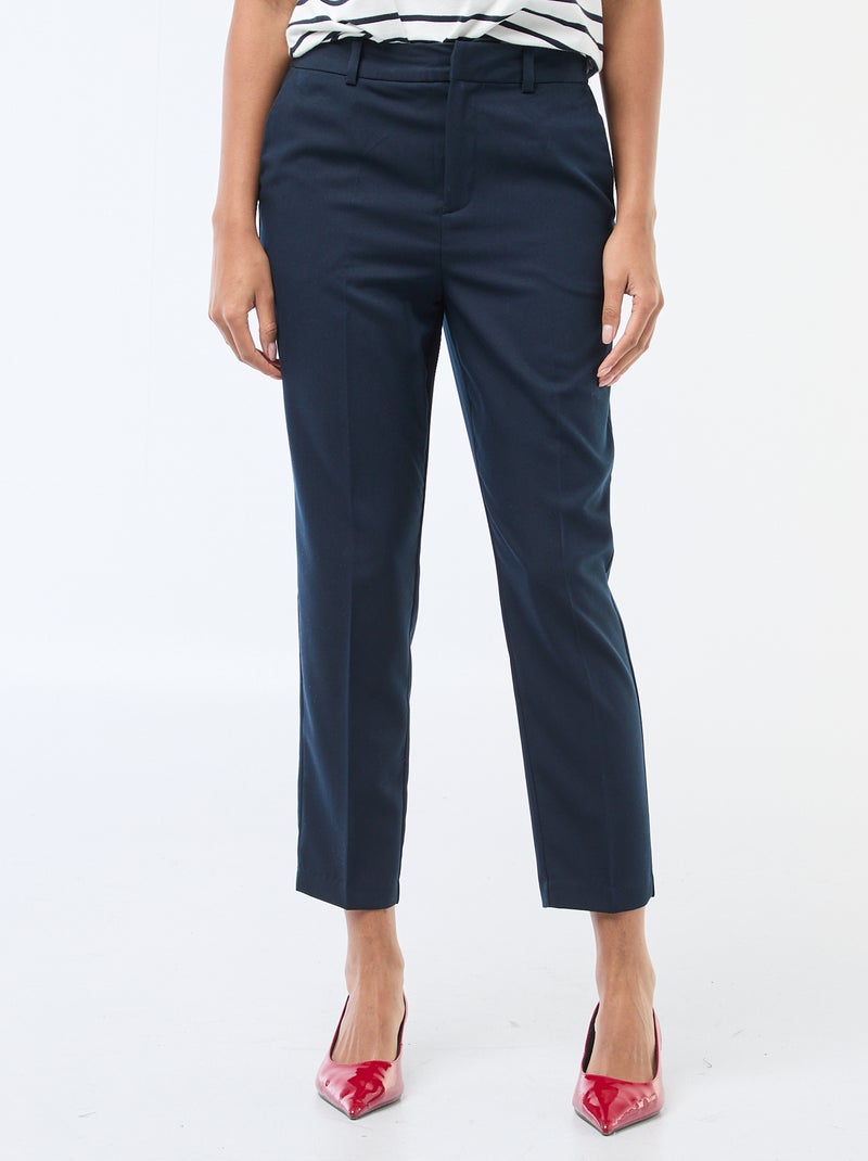 Pantalon en toile lourde à coupe cigarette pour femme Bleu - Kiabi