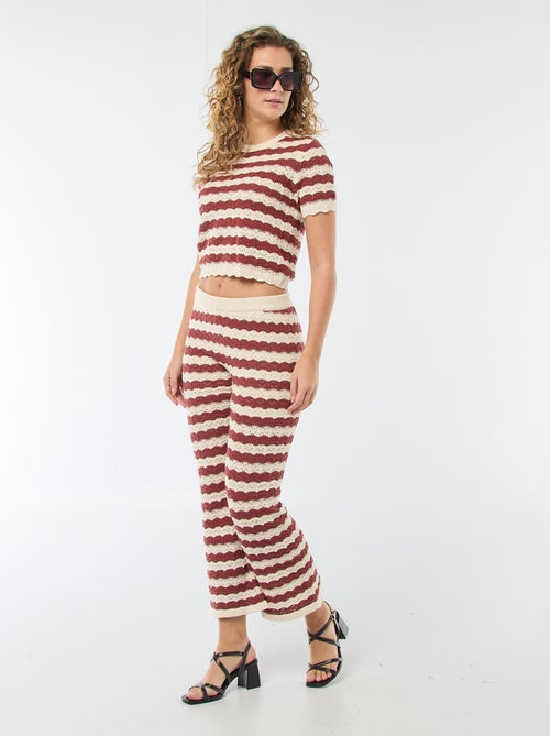Pantalon en tricot fantaisie à coupe flare pour femme - Kiabi Pantalon en tricot fantaisie à coupe flare pour femme - Kiabi
