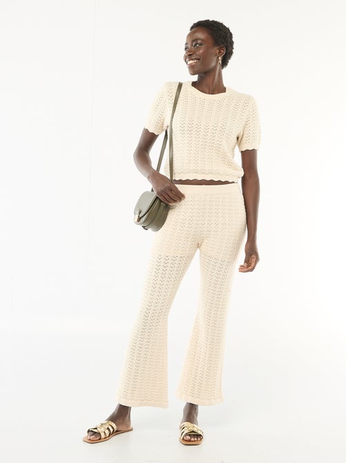 Pantalon en tricot fantaisie pour femme à coupe flare - Kiabi Pantalon en tricot fantaisie pour femme à coupe flare - Kiabi