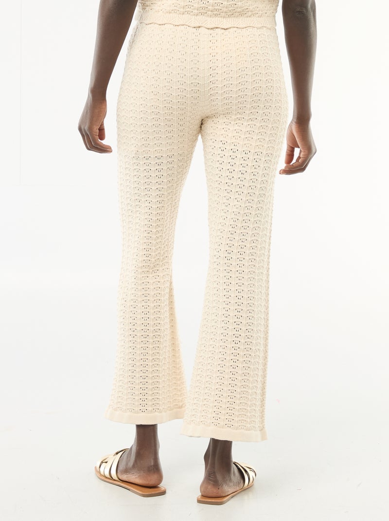 Pantalon en tricot fantaisie pour femme à coupe flare Beige - Kiabi