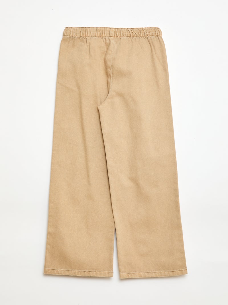 Pantalon en twill avec cordons de serrage Beige - Kiabi