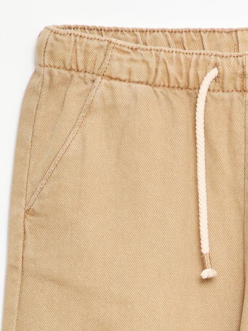 Pantalon en twill avec cordons de serrage Beige - Kiabi