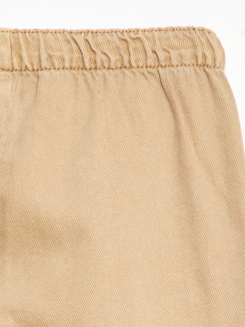 Pantalon en twill avec cordons de serrage Beige - Kiabi