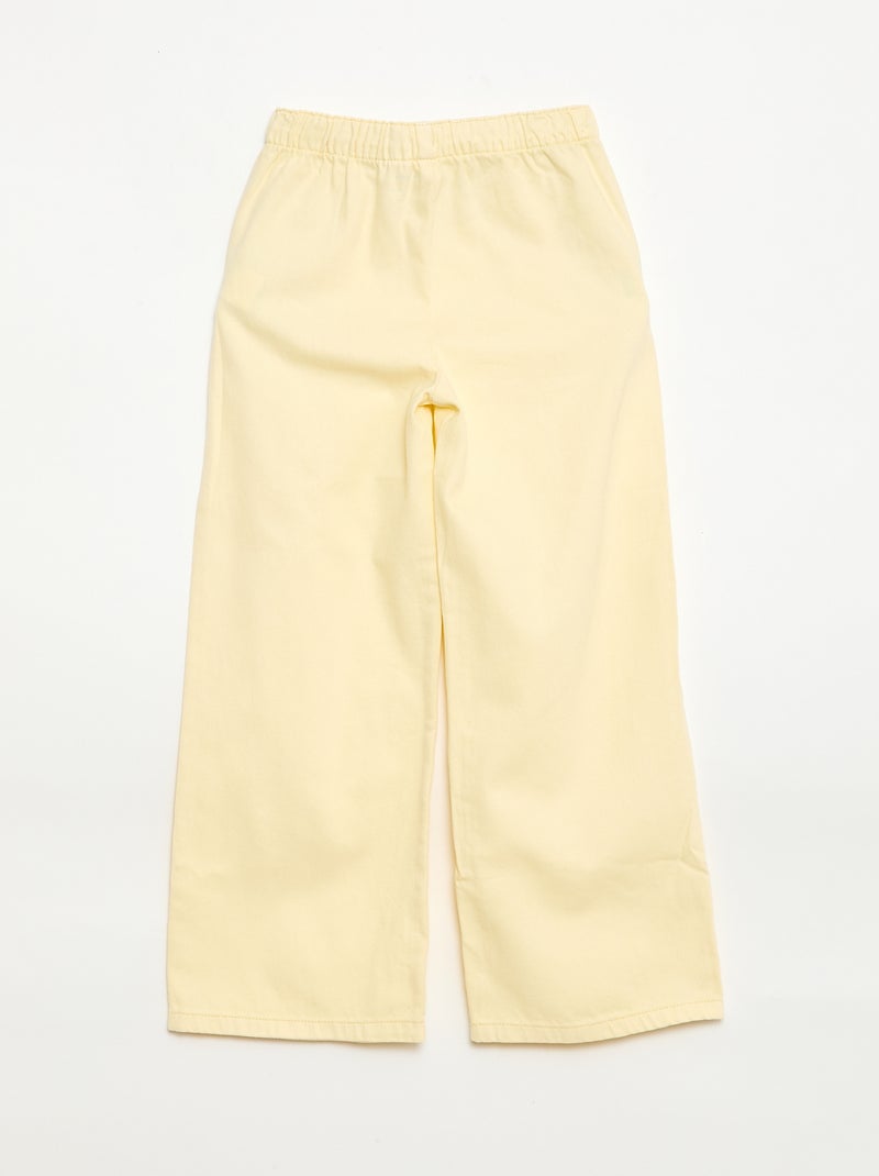 Pantalon en twill avec cordons de serrage Jaune - Kiabi