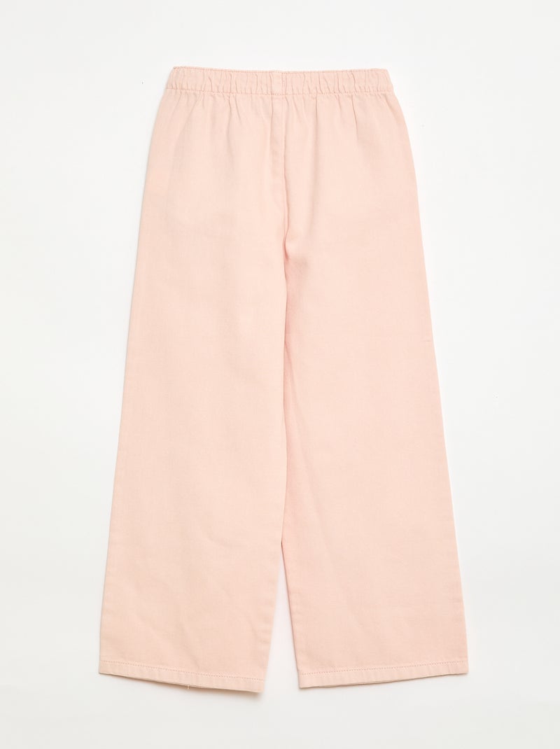 Pantalon en twill avec cordons de serrage Rose - Kiabi