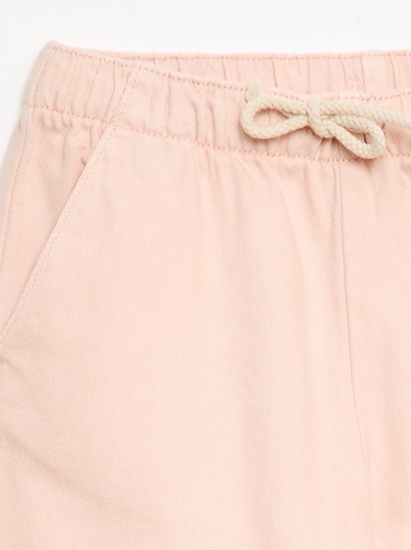 Pantalon en twill avec cordons de serrage Rose - Kiabi