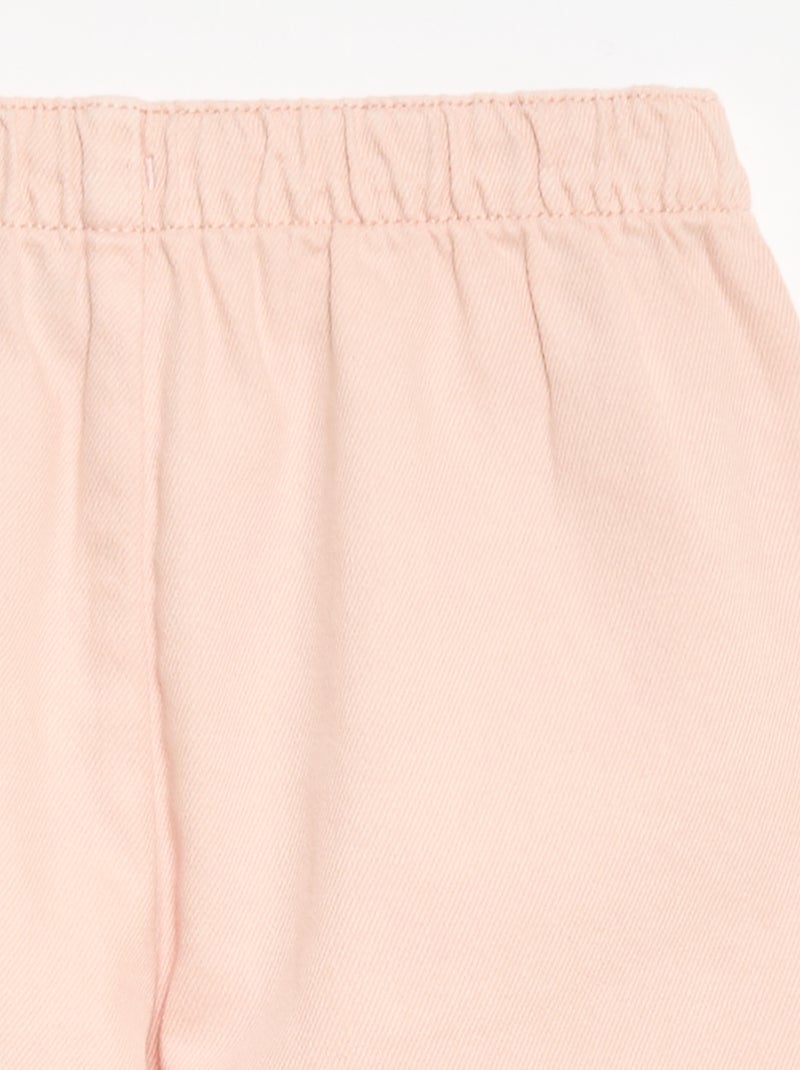 Pantalon en twill avec cordons de serrage Rose - Kiabi