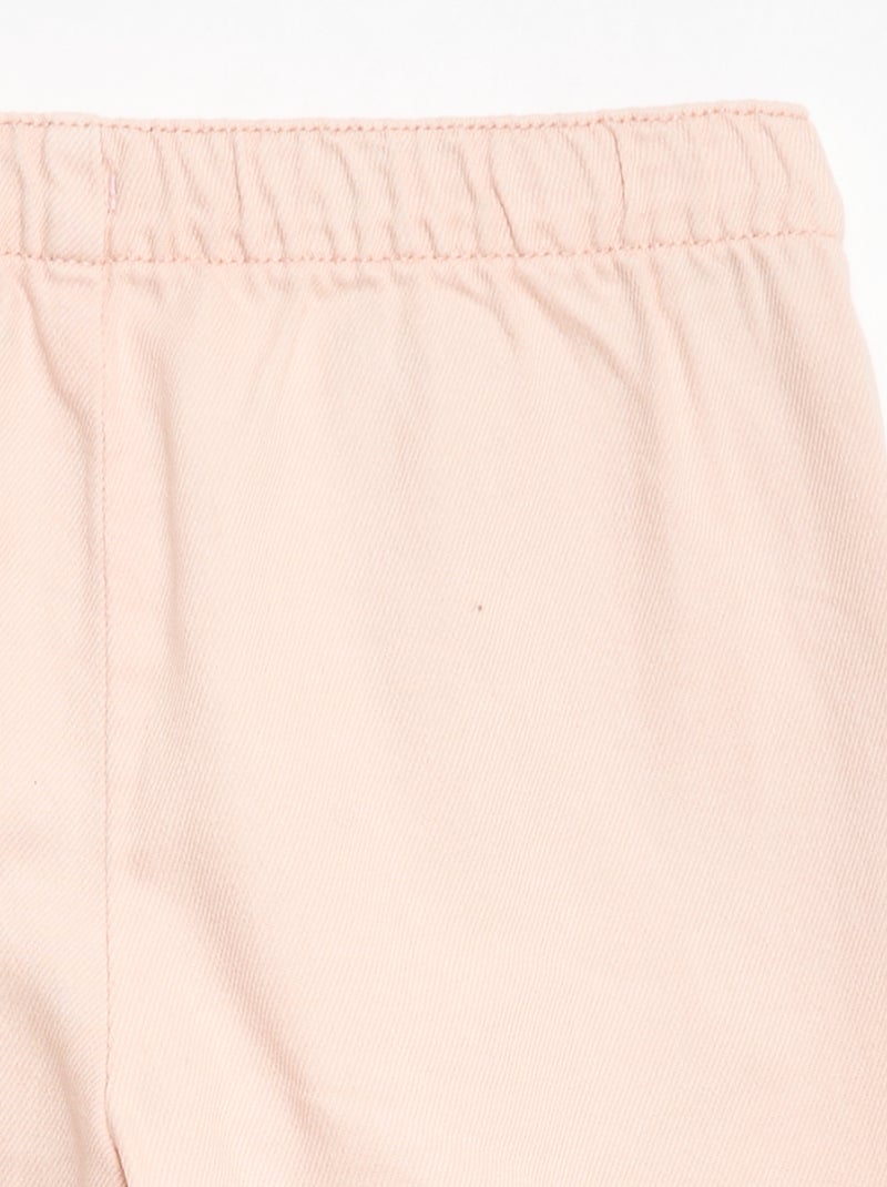 Pantalon en twill avec cordons de serrage Rose - Kiabi