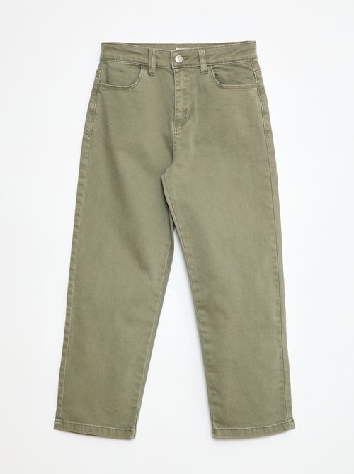 Pantalon en twill avec ouverture pressionnée - Coupe + confortable - Kiabi