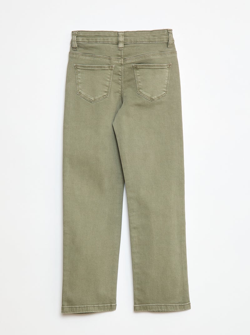 Pantalon en twill avec ouverture pressionnée - Vert - Kiabi