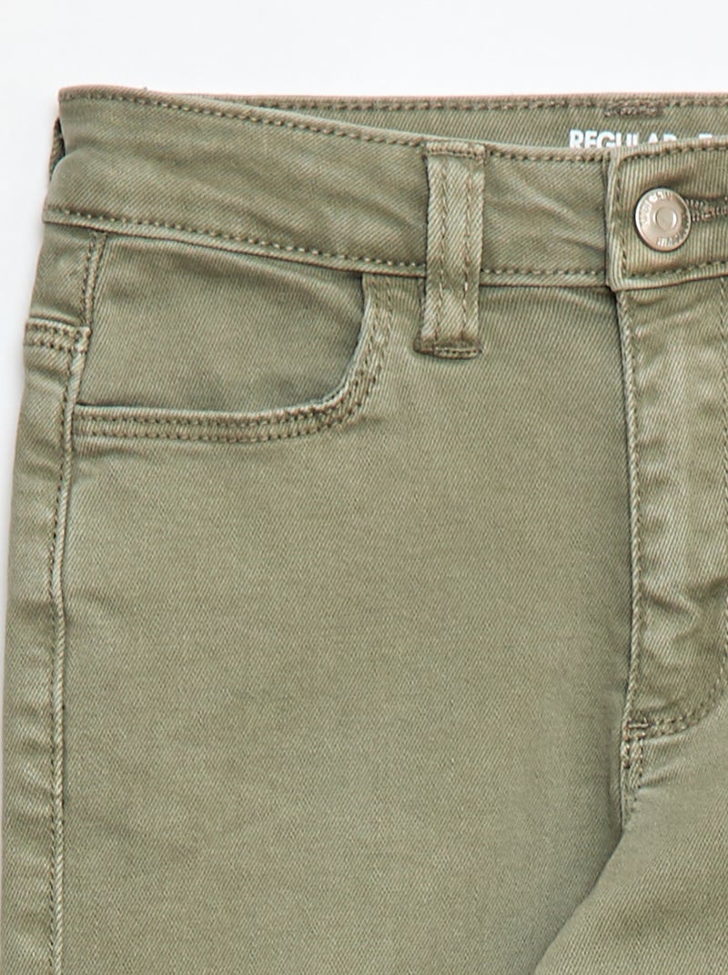 Pantalon en twill avec ouverture pressionnée - Vert - Kiabi