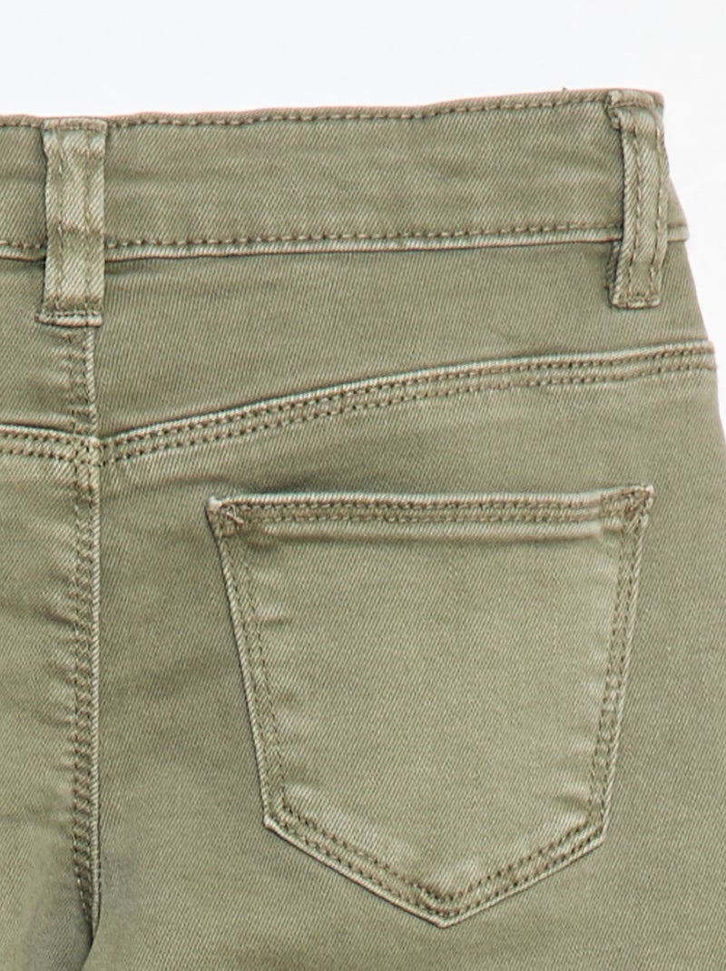 Pantalon en twill avec ouverture pressionnée - Vert - Kiabi