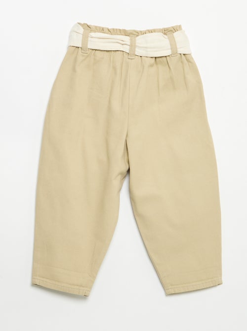 Pantalon en twill + ceinture à nouer - Kiabi Pantalon en twill + ceinture à nouer - Kiabi