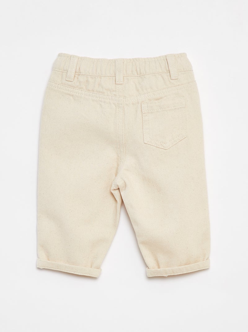 Pantalon en twill paperbag taille 3/4 Blanc - Kiabi