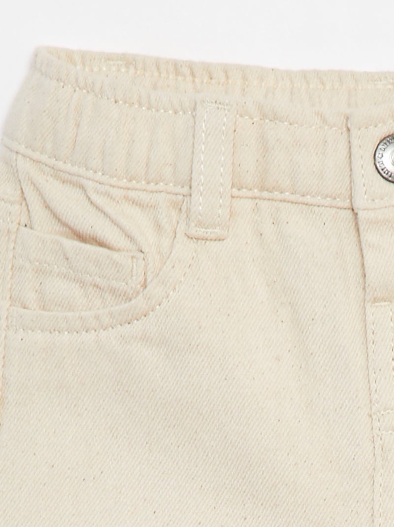 Pantalon en twill paperbag taille 3/4 Blanc - Kiabi