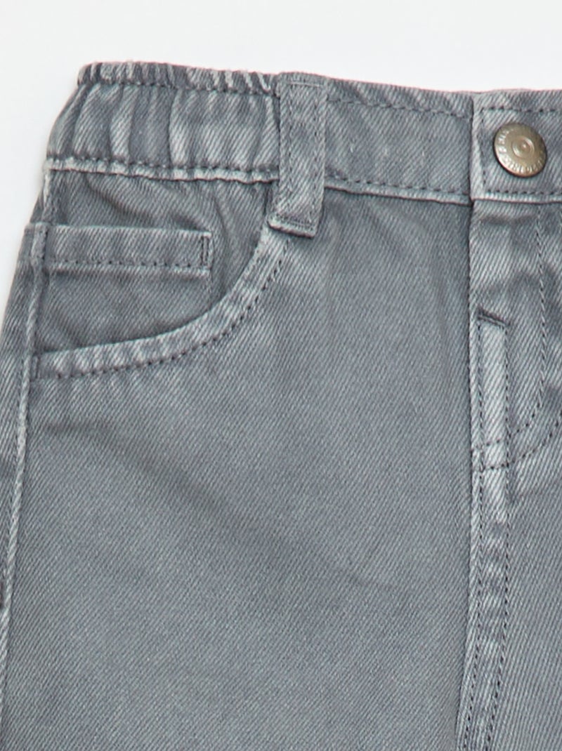 Pantalon en twill paperbag taille 3/4 Gris - Kiabi