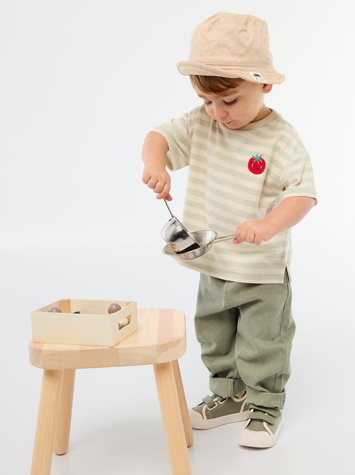 Pantalon en twill paperbag taille 3/4 - Kiabi