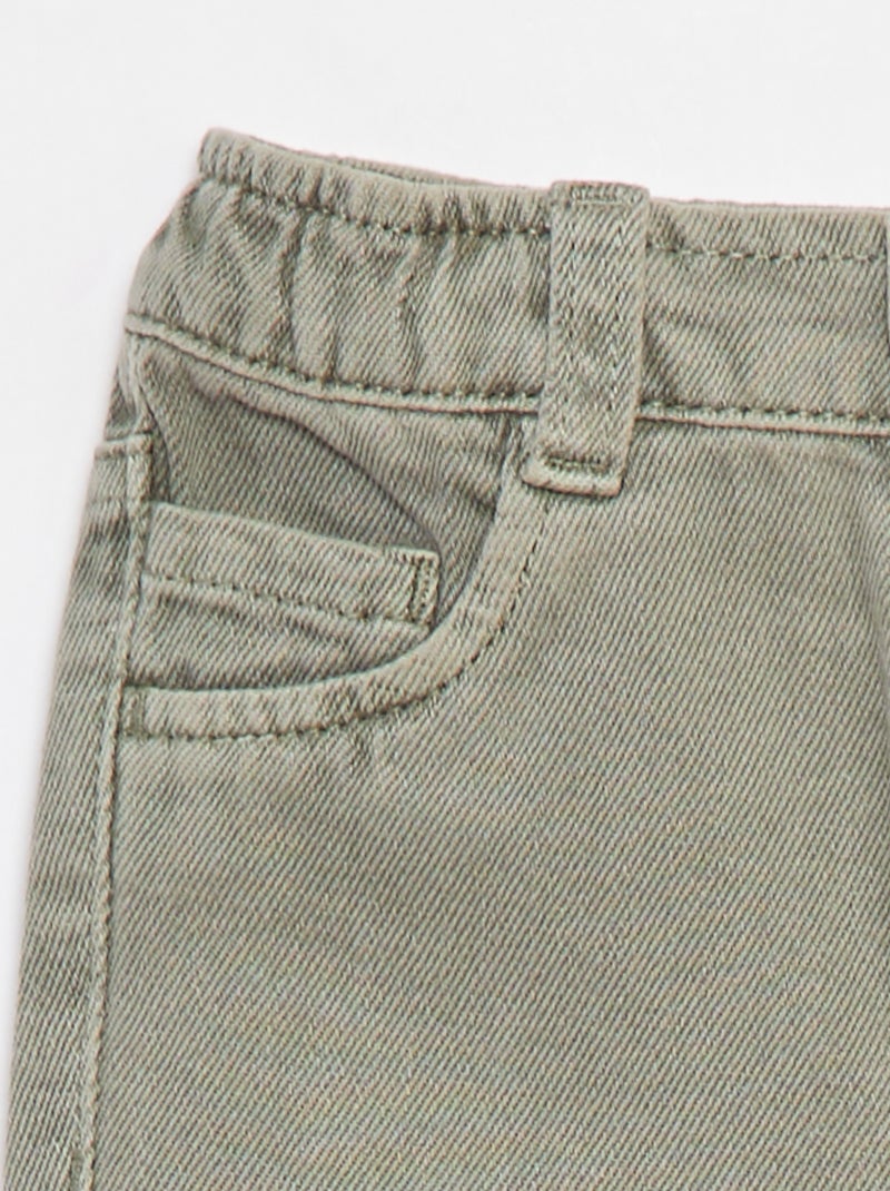 Pantalon en twill paperbag taille 3/4 Vert - Kiabi