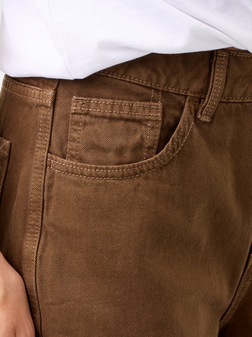 Pantalon en twill taille haute coupe wide leg - Kiabi