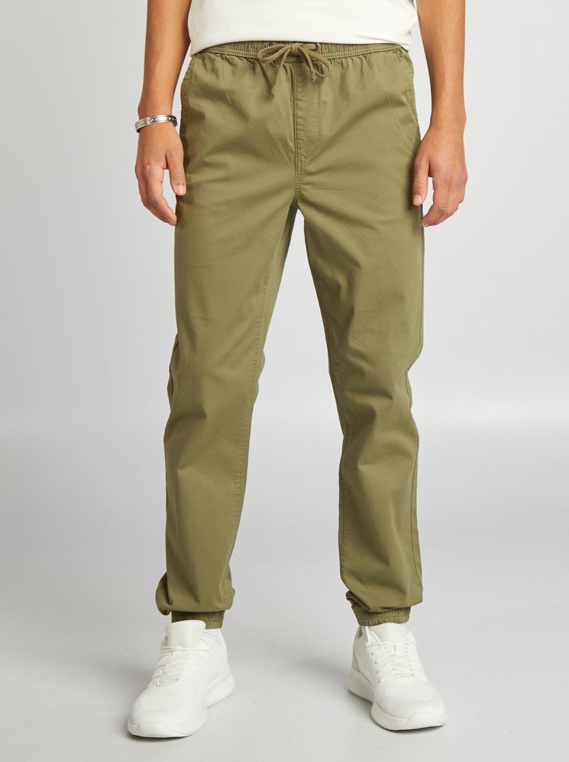 Pantalon esprit 'jogger' Kaki - Kiabi