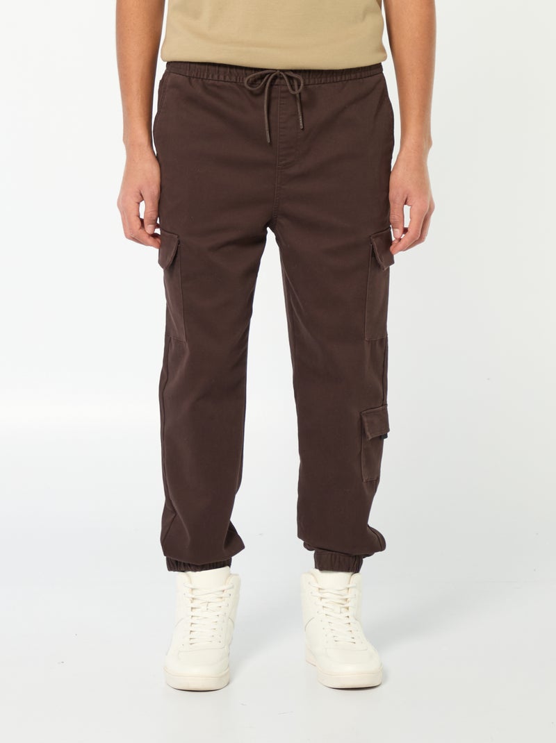Pantalon esprit 'jogger' multipoches Marron - Kiabi