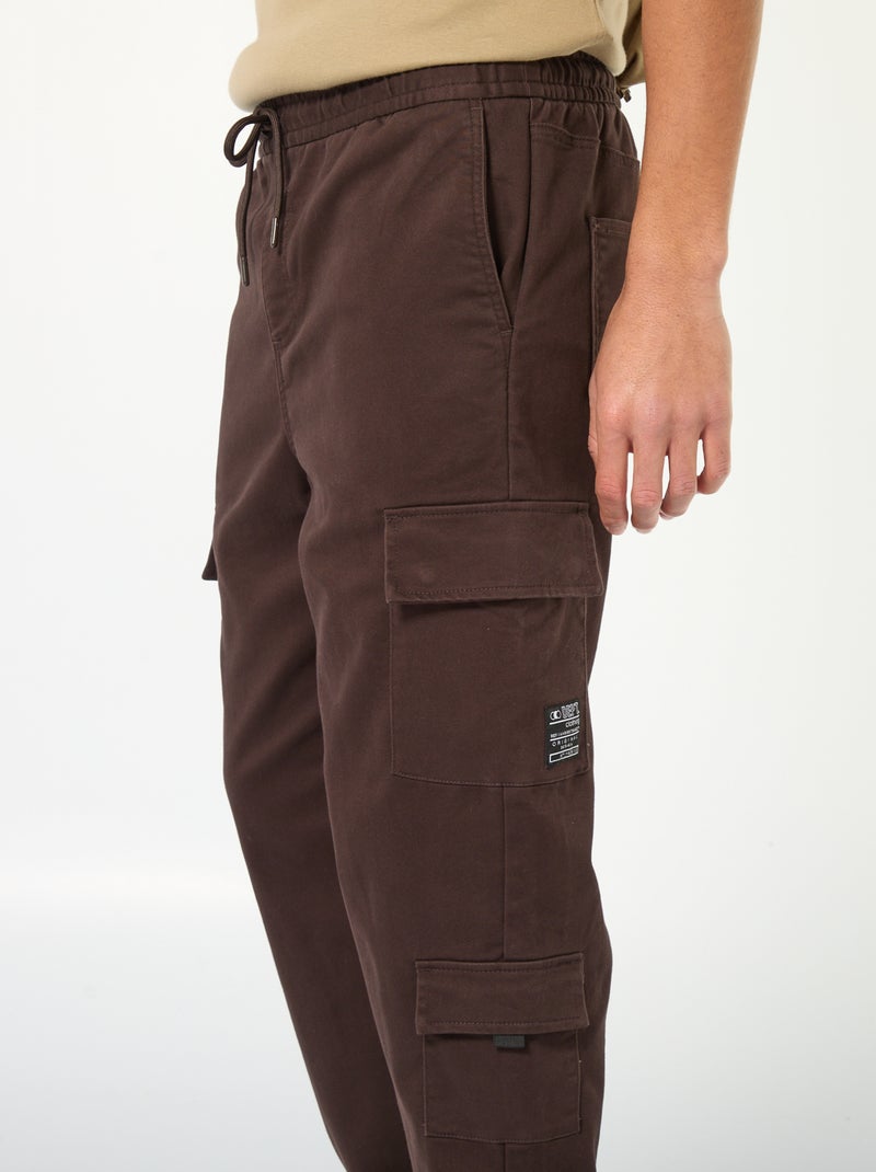 Pantalon esprit 'jogger' multipoches Marron - Kiabi