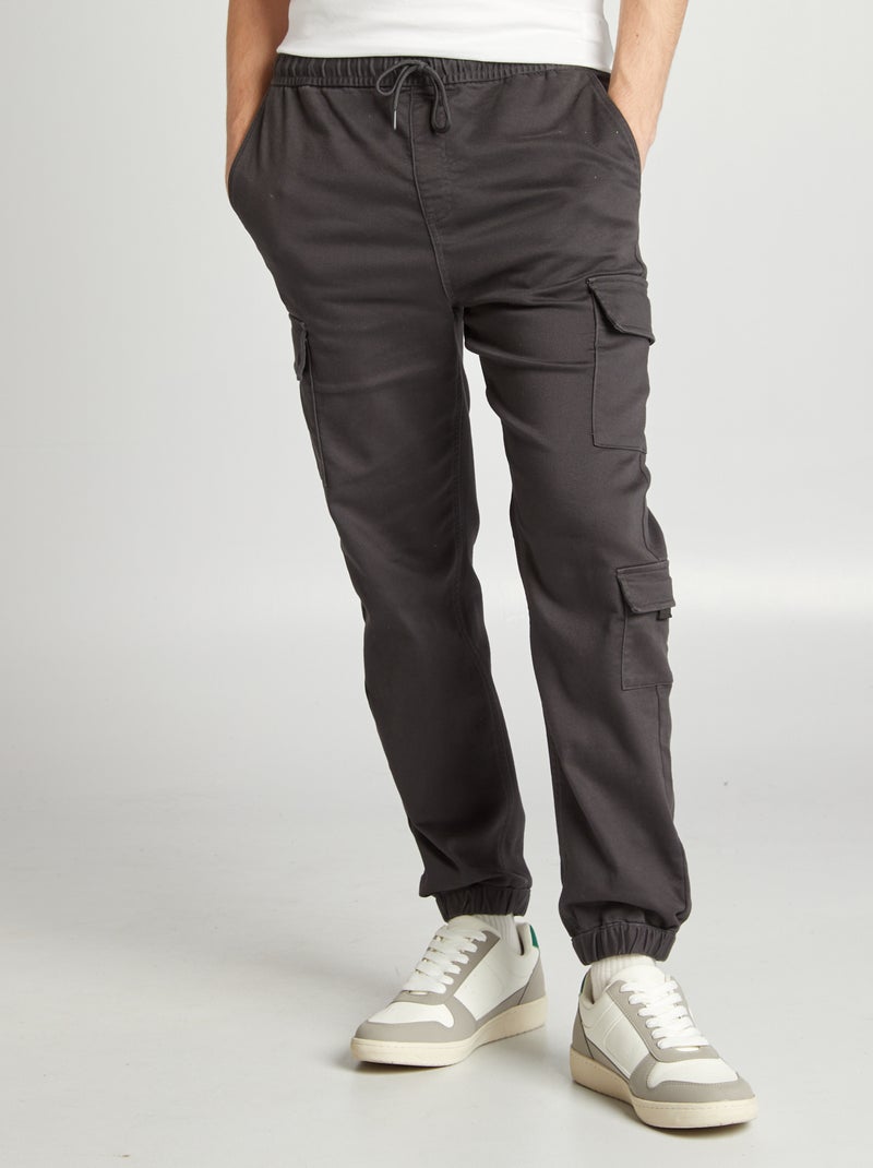 Pantalon esprit 'jogger' multipoches Noir - Kiabi