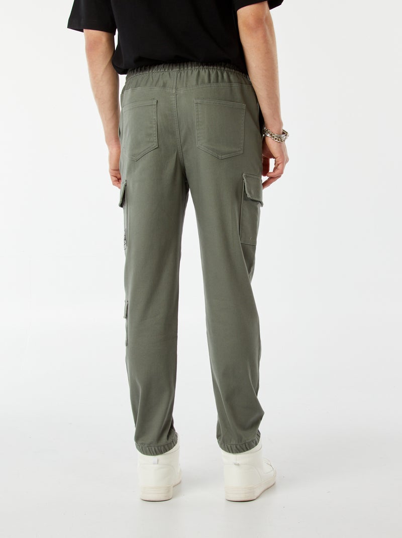 Pantalon esprit 'jogger' multipoches Vert - Kiabi