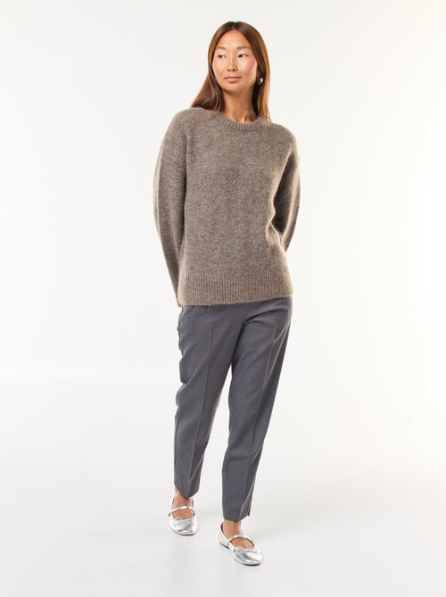 Pantalon femme à coupe droite et taille haute - Kiabi