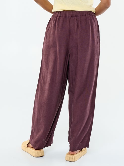Pantalon femme en tissu léger à coupe large et taille haute - Kiabi Pantalon femme en tissu léger à coupe large et taille haute - Kiabi