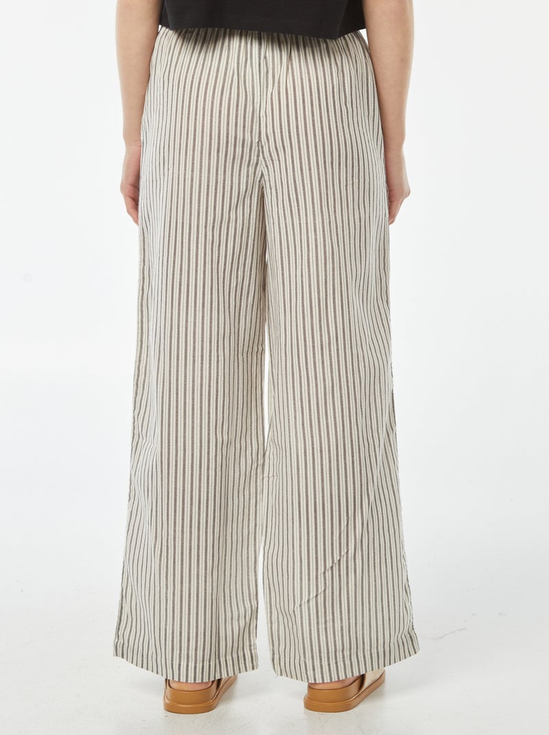 Pantalon fin rayé à franges Gris/blanc - Kiabi