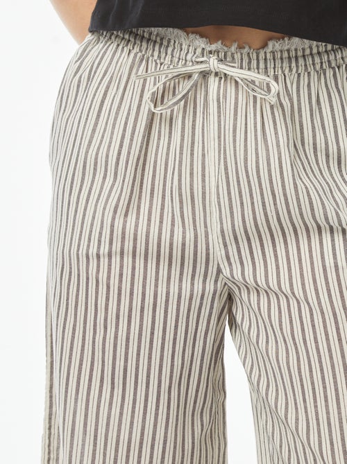 Pantalon fin rayé à franges - Kiabi