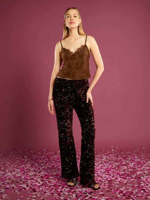 Pantalon flare à sequins - Kiabi