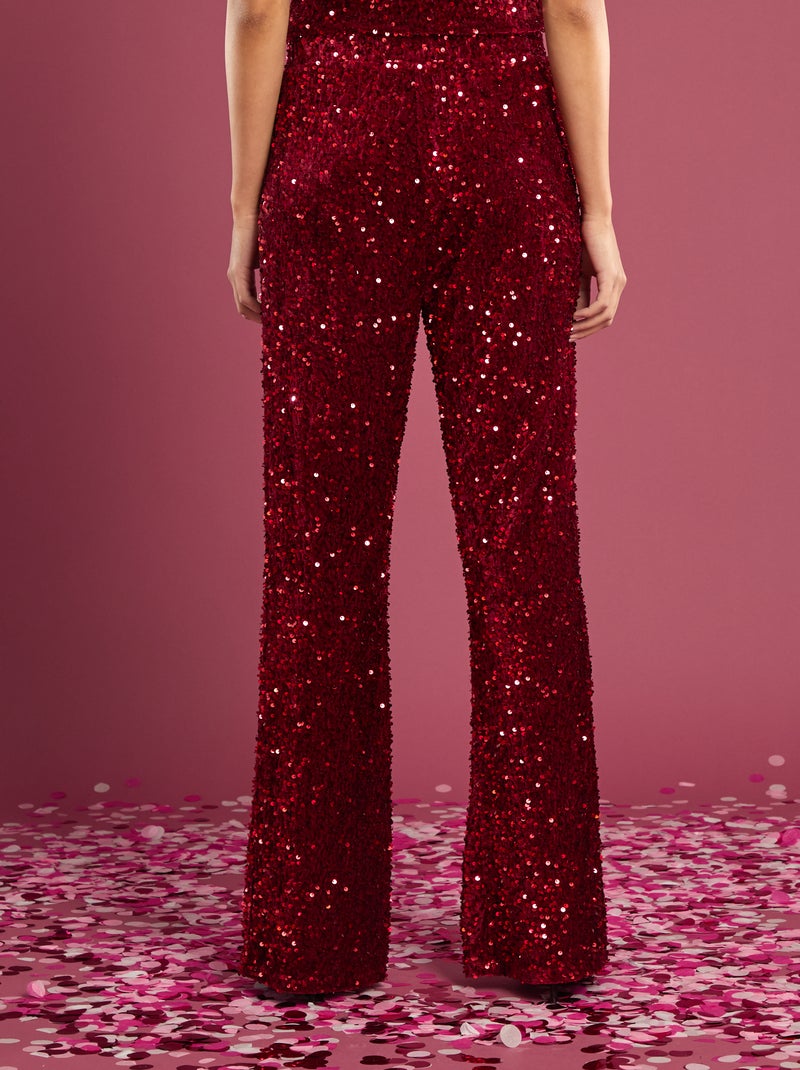 Pantalon flare à sequins Rouge - Kiabi