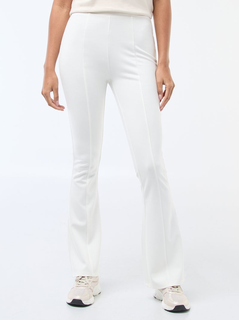 Pantalon flare maille ultra-stretch Blanc - Kiabi