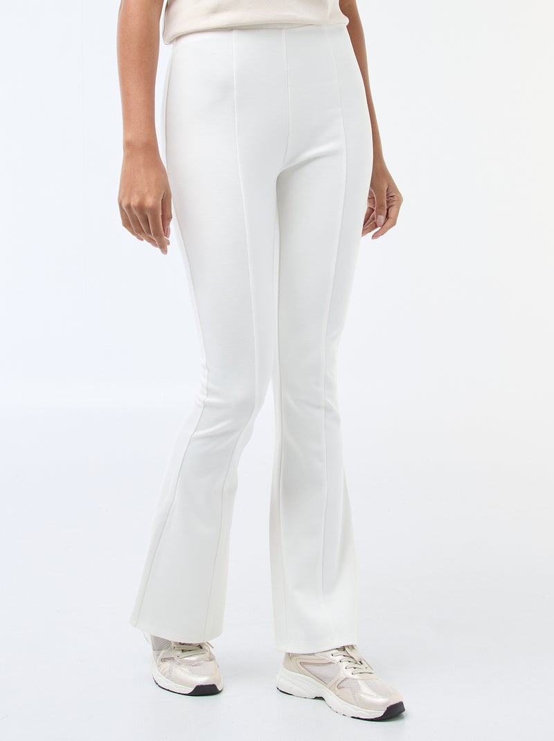 Pantalon flare maille ultra-stretch Blanc - Kiabi