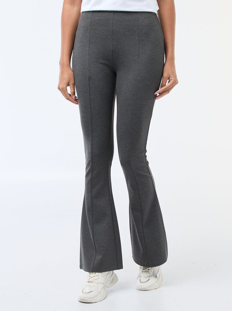 Pantalon flare maille ultra-stretch Gris - Kiabi