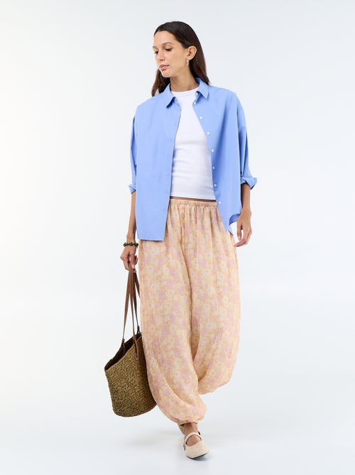 Pantalon imprimé fluide forme ballon femme - Kiabi