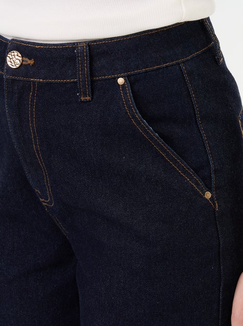 Pantalon jean uni avec larges revers à la base - Kiabi